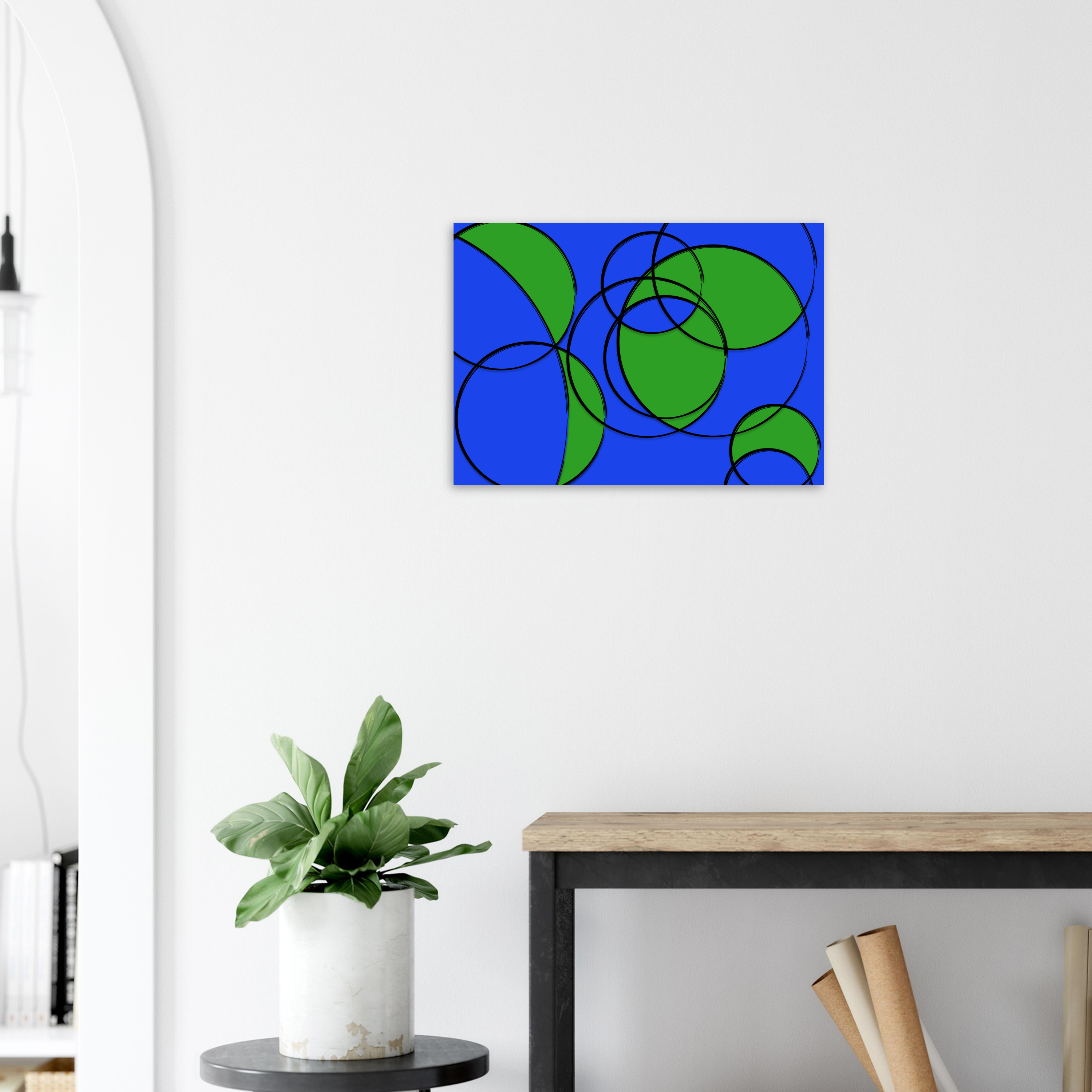 Terrible Maps minimalist colourful world map in modern white lobby - geography wall art